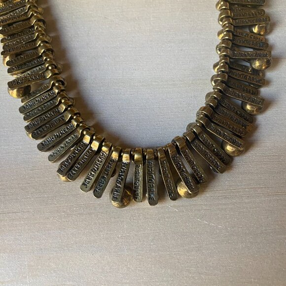 NWT Avant Garde Paris Brutalist Bronze AB Crystal Statement Collar Necklace - Picture 11 of 11